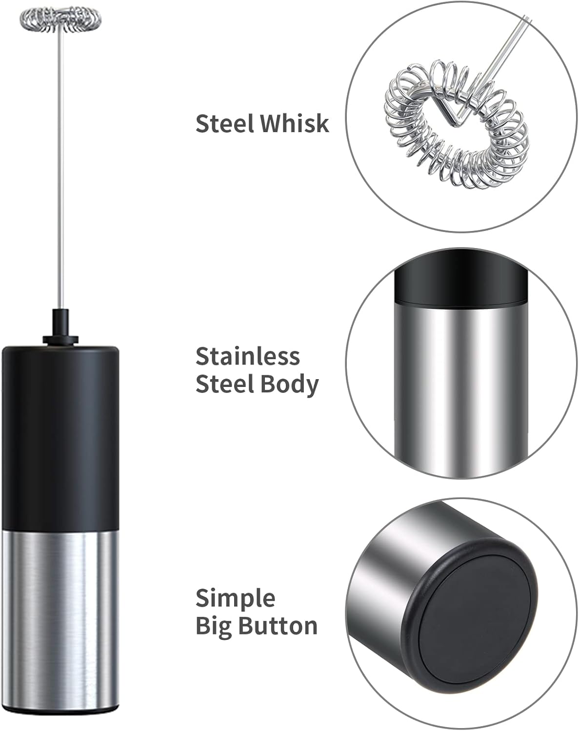 Steel Handheld Frother For Coffee Egg Beater