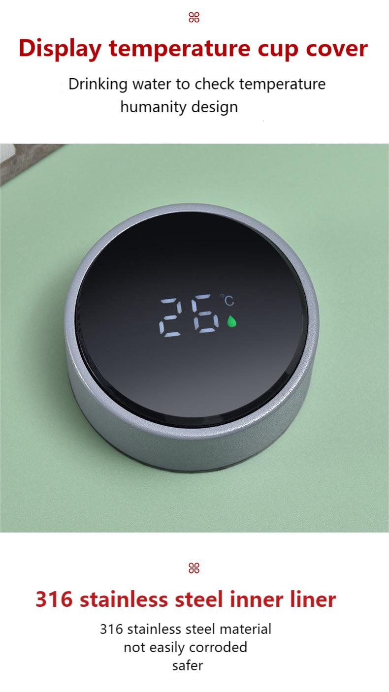 Portable VVacuum Stainless Steel Temperature Display Sports Smart Water Bottle 800ML) Black Color