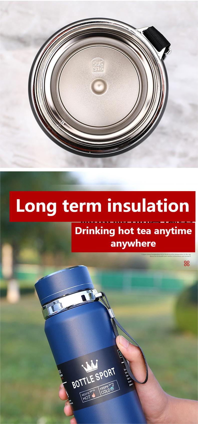 Portable VVacuum Stainless Steel Temperature Display Sports Smart Water Bottle 800ML) Black Color