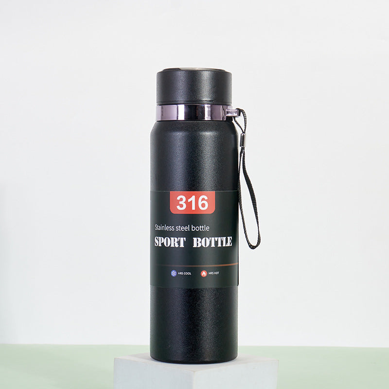 Portable VVacuum Stainless Steel Temperature Display Sports Smart Water Bottle 800ML) Black Color