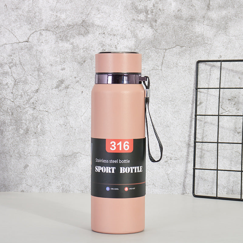 Portable VVacuum Stainless Steel Temperature Display Sports Smart Water Bottle 800ML) Black Color