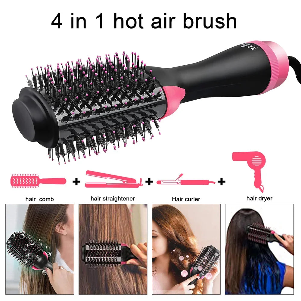 4-in-1 Blow Hair Dryer - Volumizer Brush, Straightening & Curl