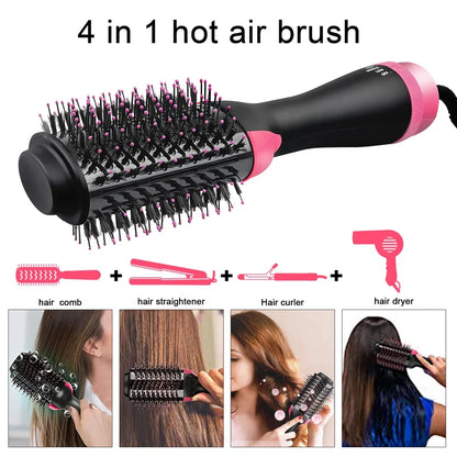 4-in-1 Blow Hair Dryer - Volumizer Brush, Straightening & Curl
