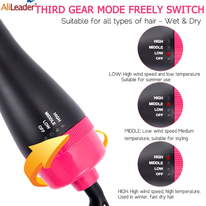 4-in-1 Blow Hair Dryer - Volumizer Brush, Straightening & Curl