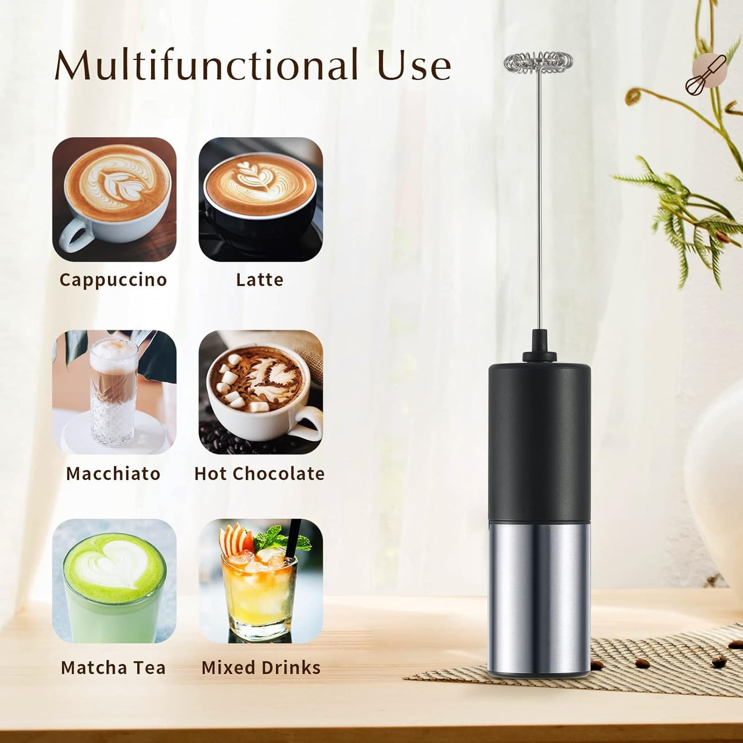 Steel Handheld  Frother  For Coffee Egg Beater