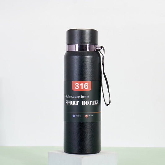 Portable VVacuum Stainless Steel Temperature Display Sports Smart Water Bottle 800ML) Black Color