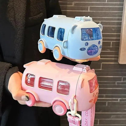Bus Shape Water Bottle For Kids With Straw